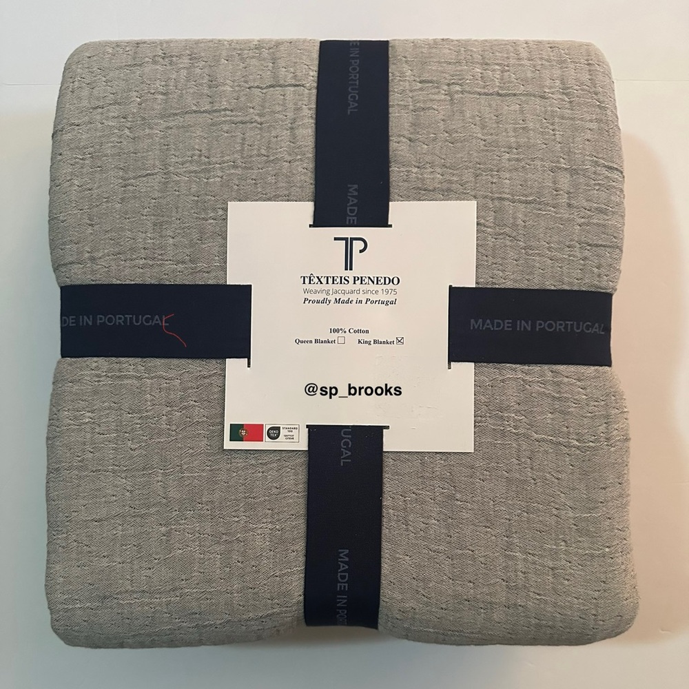 🎁Texteis Penedo Blanket - Reversible King Size Cotton MIP - Gray & Oatmeal